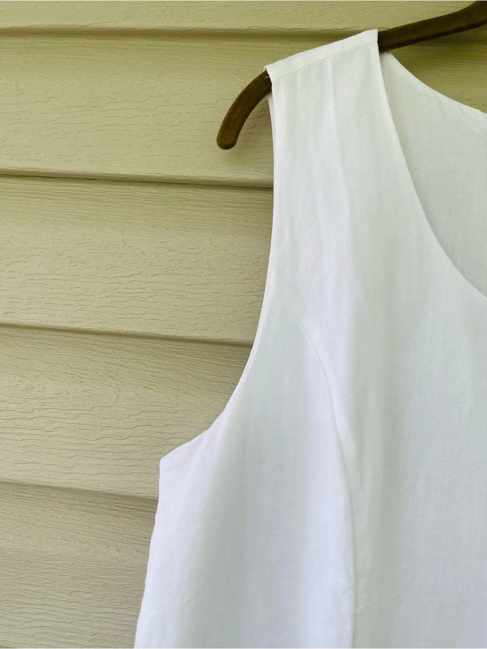 Talbots White Linen Blend Embroidered Hem Sleeveless Sheath Dress Size 16P NWT